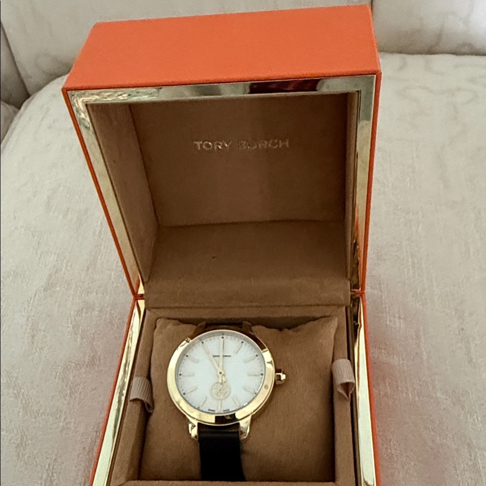 Tory Burch Gold and Black Timepiece